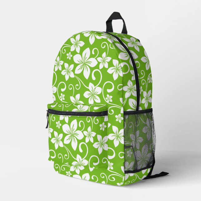 BLUE HAWAII PATTERN IN LIME PRINTED BACKPACK (Back Corner Right)