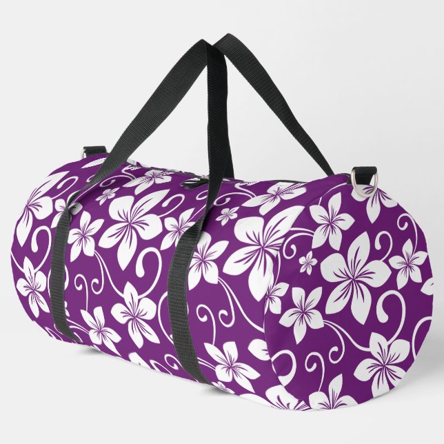 BLUE HAWAII PATTERN IN PLUM DUFFLE BAG (Left Corner)