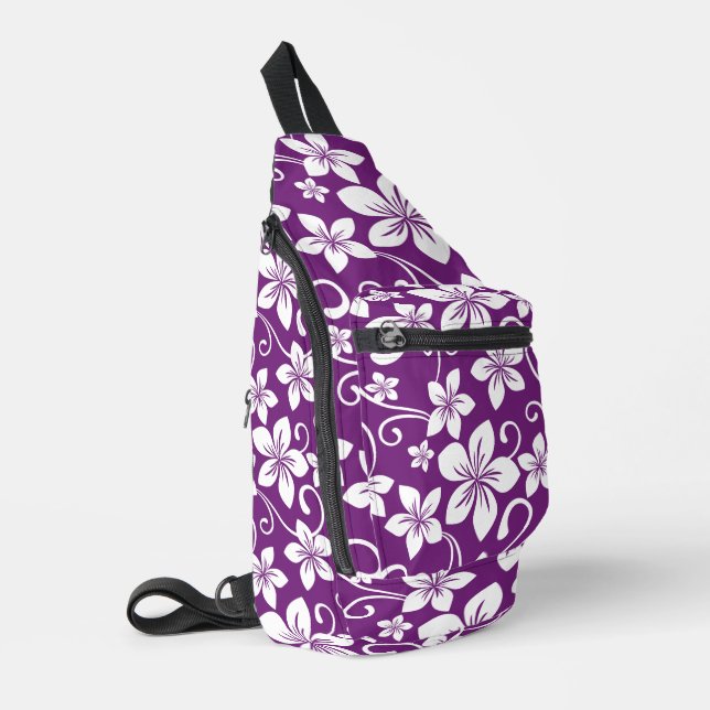 BLUE HAWAII PATTERN IN PLUM SLING BAG (Left Corner)
