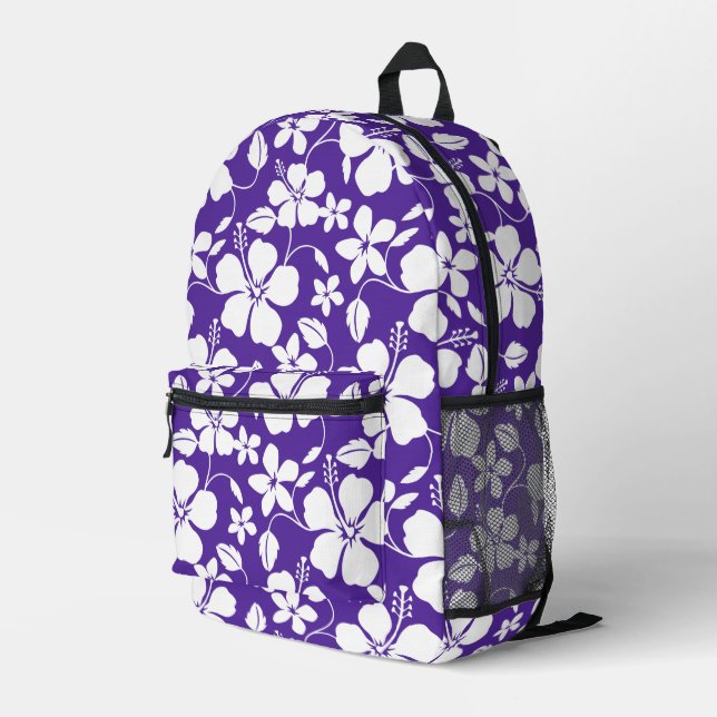 BLUE HAWAII PATTERN IN PURPLE PRINTED BACKPACK (Back Corner Right)