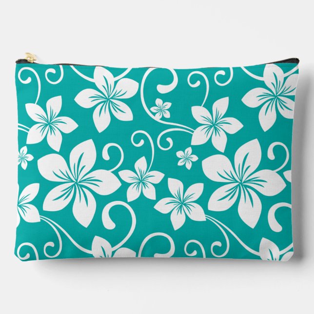 BLUE HAWAII PATTERN IN TEAL ACCESSORY POUCH (Front)