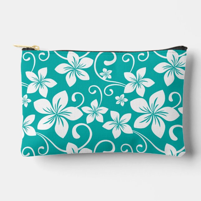BLUE HAWAII PATTERN IN TEAL ACCESSORY POUCH (Front)