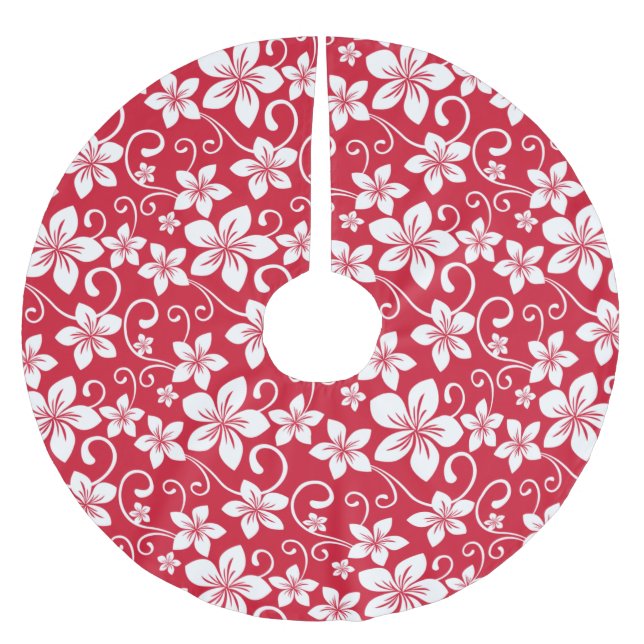 BLUE HAWAII (RED) BRUSHED POLYESTER TREE SKIRT (Front)