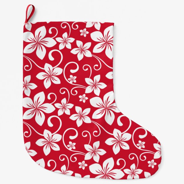 BLUE HAWAII (RED) LARGE CHRISTMAS STOCKING (Front)