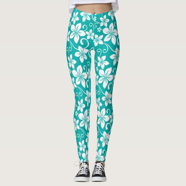 BLUE HAWAII (TEAL) LEGGINGS (Front)