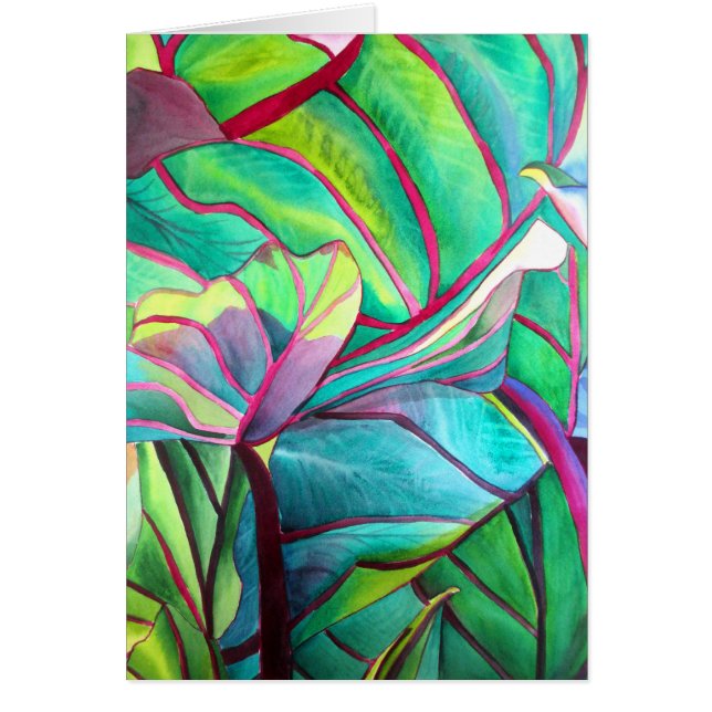 Blue Hawaii Tropical leaf foliage art (Front)