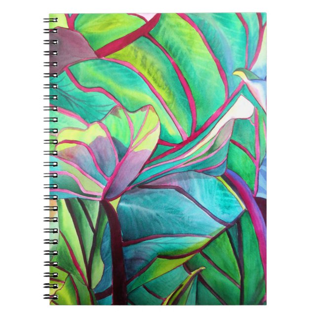 Blue Hawaii Tropical leaf foliage art Notebook (Front)