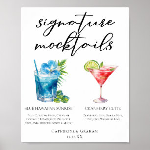 Blue Hawaiian Cranberry Cutie Mocktails Menu Poster