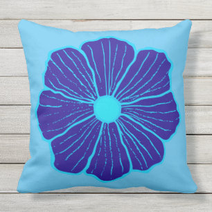 Blue Hawaiian Flower Outdoor Cushion