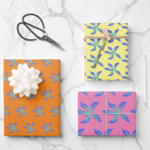 Blue Hawaiian Flowers Wrapping Paper Sheet