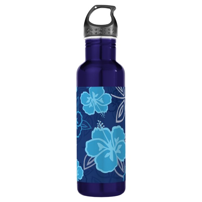 Blue Hawaiian Hibiscus Pattern 710 Ml Water Bottle (Front)