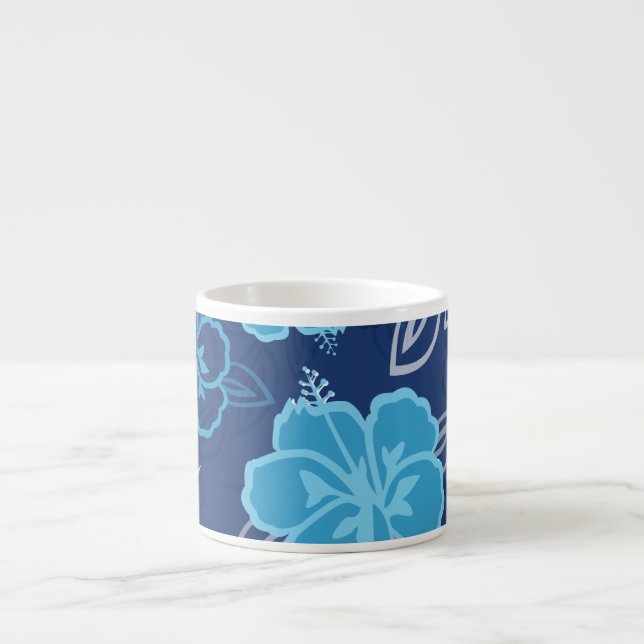 Blue Hawaiian Hibiscus Pattern Espresso Cup (Front)
