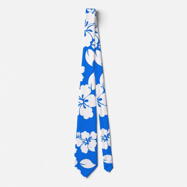 Blue Hawaiian Pattern Tie (Front)