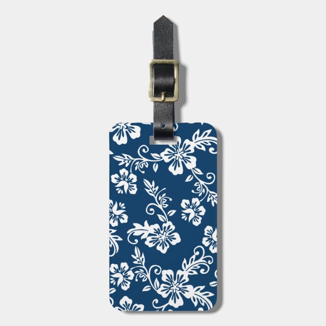 Blue Hawaiian Print Luggage Tag (Front Vertical)