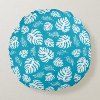 Blue Hawaiian Print  Round Cushion