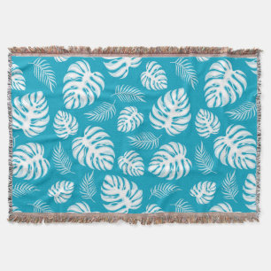 Blue Hawaiian Print Throw Blanket