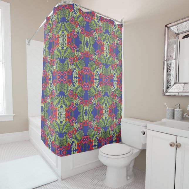 Blue Hawaiian Shower Curtain (In Situ)