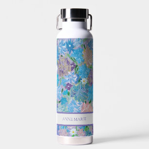 Blue Haza Floral Custom Water Bottle