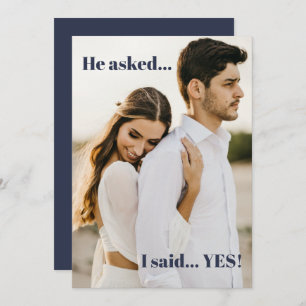 Blue He Asked I Said Yes Engagement Party Invitation