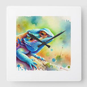 Blue headed agama 060924AREF125 - Watercolor Square Wall Clock