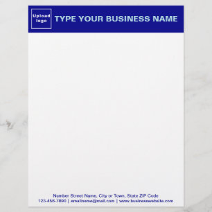 Blue Header and Texts on Footer of Business Custom Letterhead