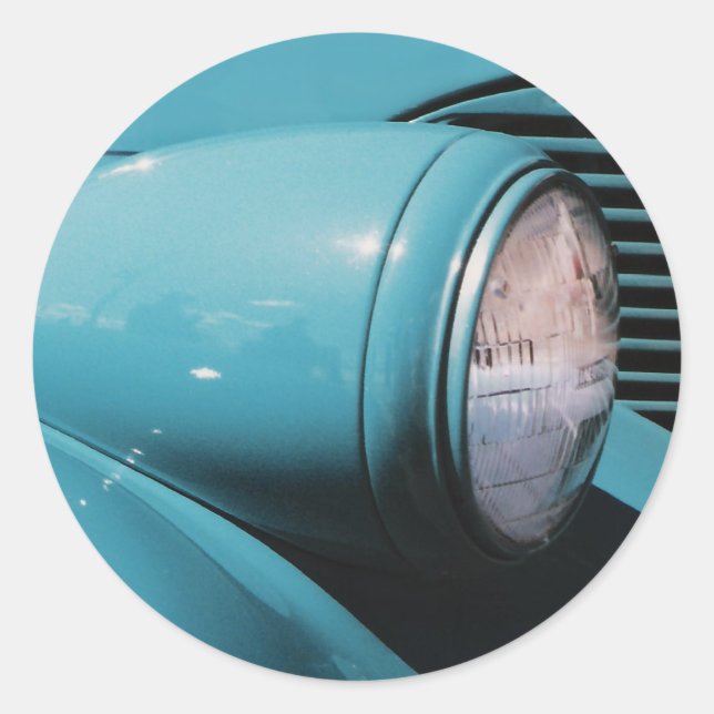 Blue Headlight Classic Round Sticker (Front)