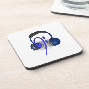 Blue Headset Playing Some Bass Coaster