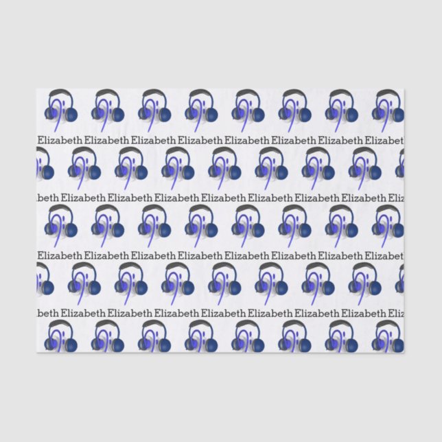 Blue Headset Playing Some Classical Bass Tissue Paper (Front)