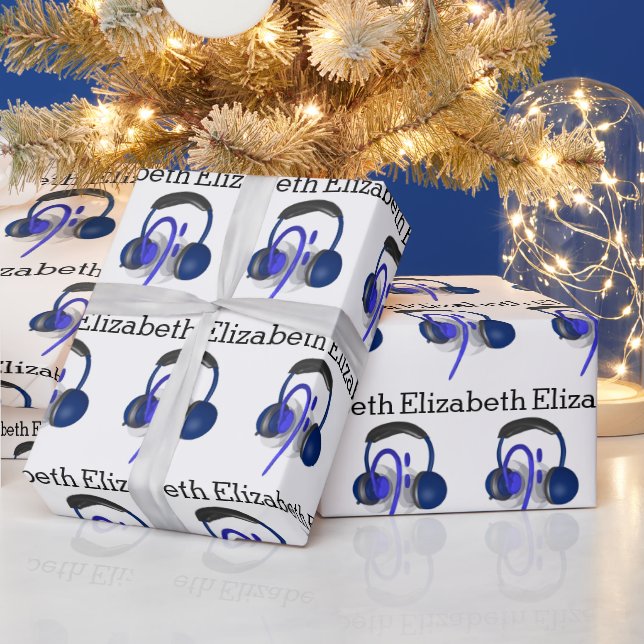 Blue Headset Playing Some Classical Bass Wrapping Paper (Holidays)