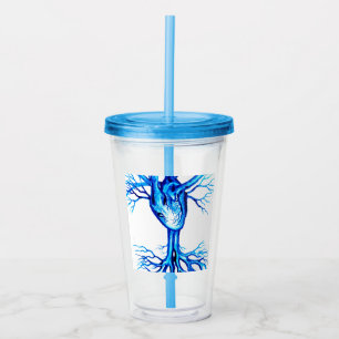 Blue heart acrylic tumbler