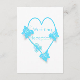 Blue Heart And Butterfly Design Wedding Reception Enclosure Card