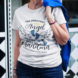 Blue Heart Angel Calls Me Grandma Loss of Grandson T-Shirt