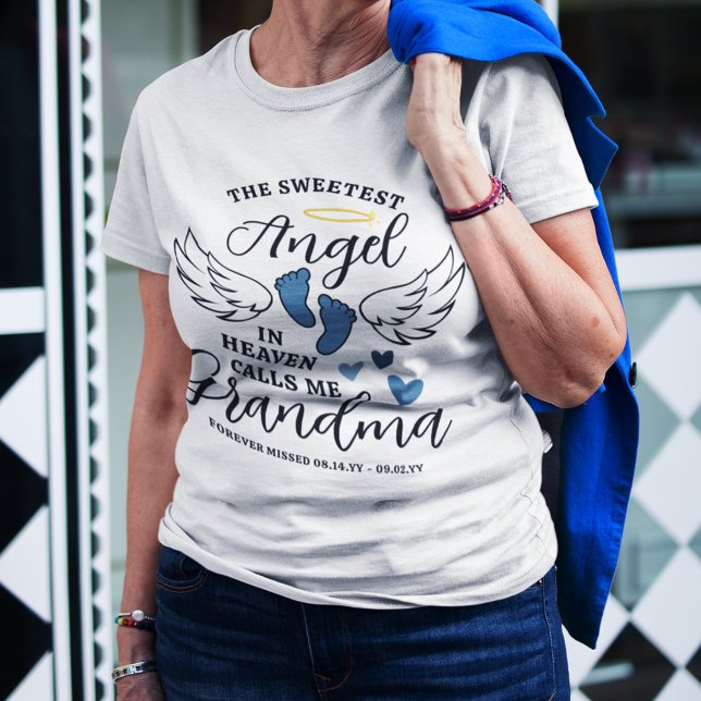 Blue Heart Angel Calls Me Grandma Loss of Grandson T-Shirt (Creator Uploaded)