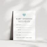 Blue Heart Baby Shower Guessing Game Invitation<br><div class="desc">Let baby shower guests make their best guesses at baby boy's birthdate and time, weight and length! Place a stack at the entrance to the event, pass them around, or leave one at each place setting. Makes a fun keepsake for the mama-to-be, too, when compiled in a pretty box or...</div>