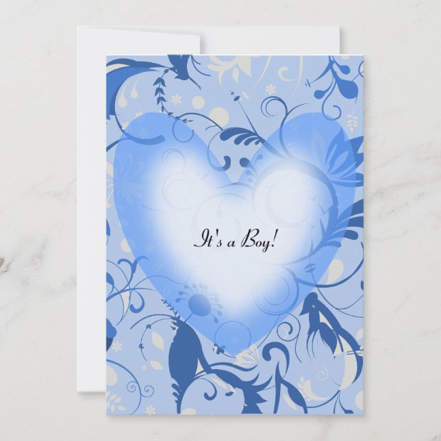 Blue Heart baby shower invitation (Front)
