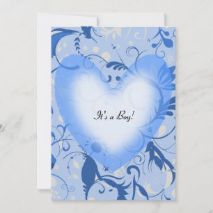 Blue Heart baby shower invitation