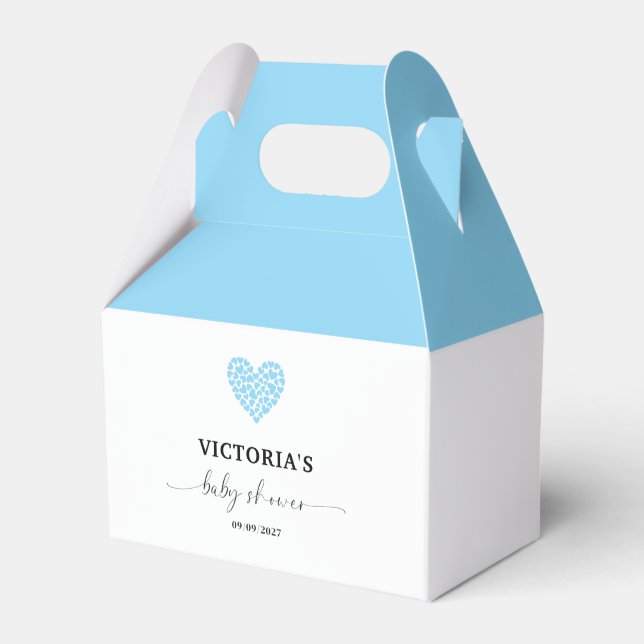 Blue Heart Baby Shower Party  Favour Box (Front Side)