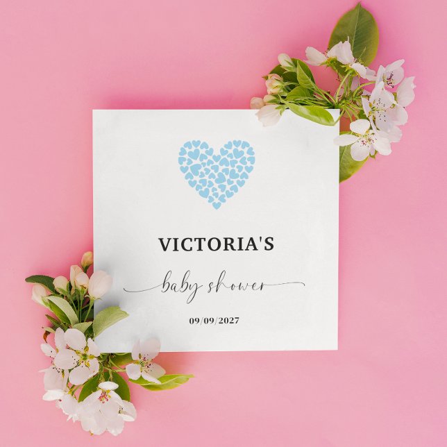 Blue Heart Baby Shower Party  Napkin (Creator Uploaded)