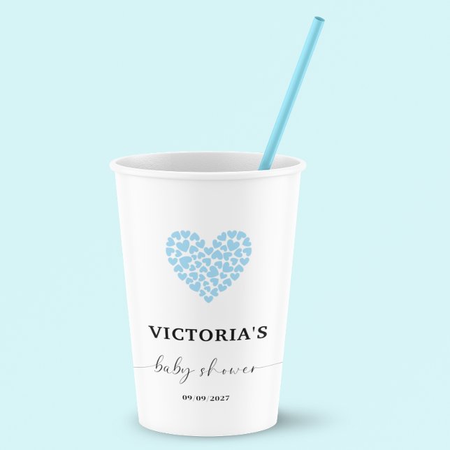 Blue Heart Baby Shower Party  Paper Cups (Creator Uploaded)