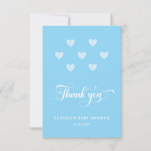 Blue Heart Baby Shower Thank You Card