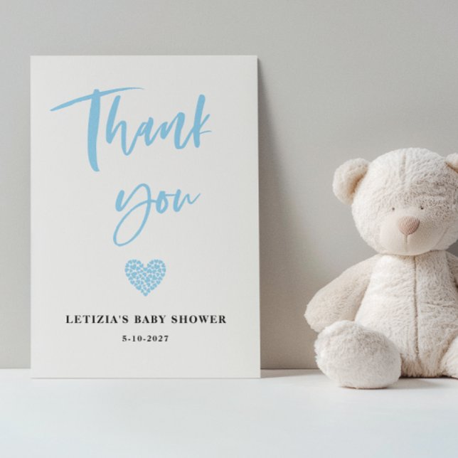Blue Heart Baby Shower Thank You Card (Creator Uploaded)