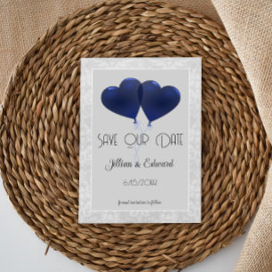 Blue Heart Balloons Save The Date Announcement