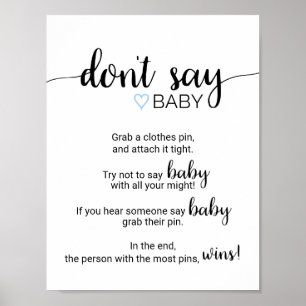 Blue Heart Black Calligraphy Don't Say Baby Sign