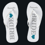 Blue Heart Bride's Thongs<br><div class="desc">Fun,  custom wedding flip flops</div>