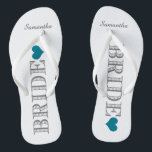 Blue Heart Bride's Thongs<br><div class="desc">Fun,  custom wedding flip flops</div>