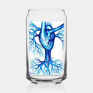 Blue heart can glass