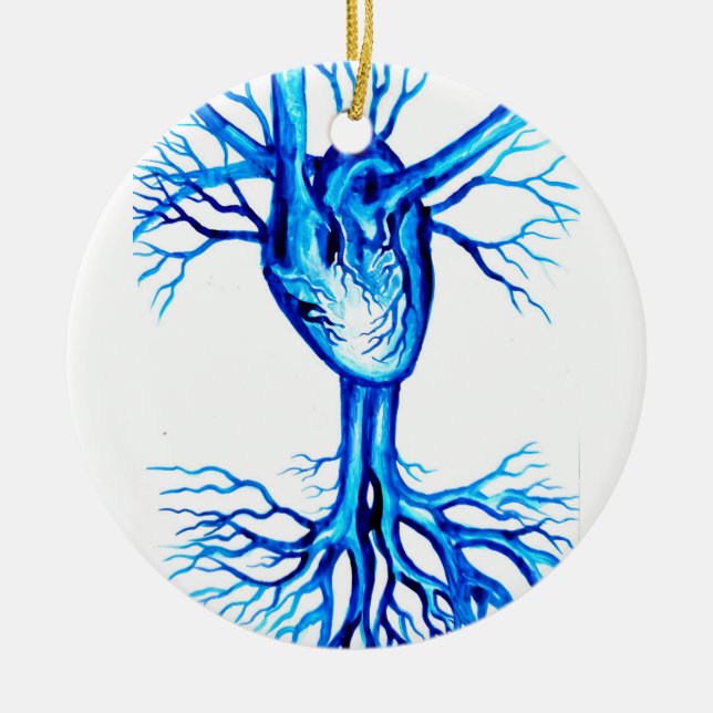 Blue heart ceramic ornament (Front)