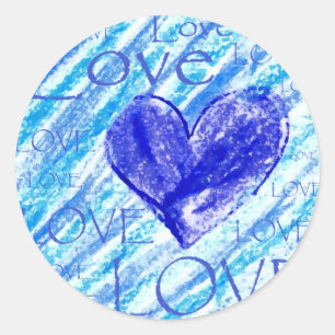 Blue Heart Classic Round Sticker