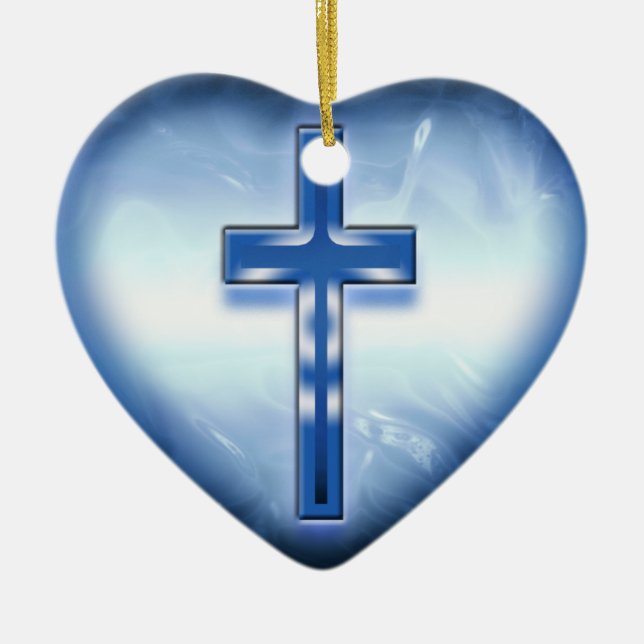 BLUE HEART CROSS ORNAMENT (Front)