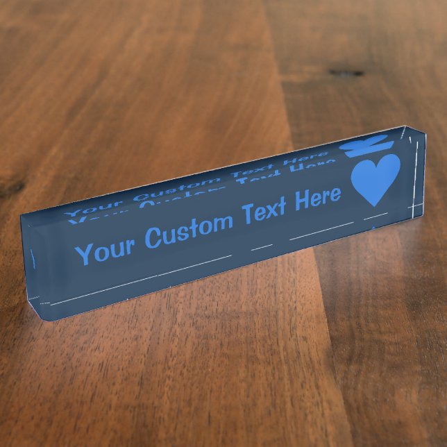 Blue Heart custom desk plate (Side)